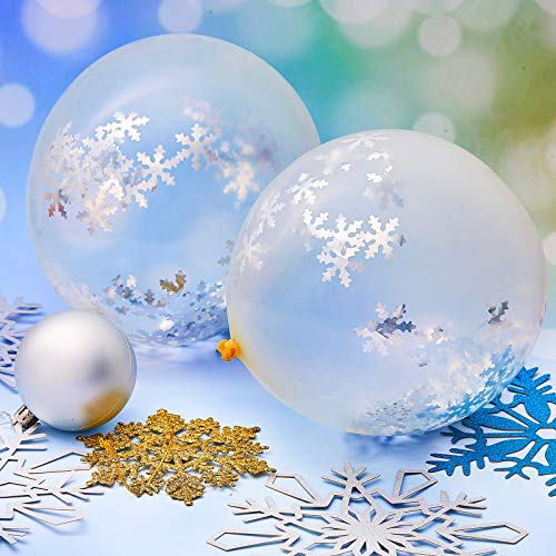 24 Piezas Globos Transparente de Copos de Nieve y 12 Piezas Globo Brillante de Copo de Nieve Globo de Confeti 12 Pulgadas Globos de Goma Látex para Cumpleaños Boda Bautizo Celebraciones