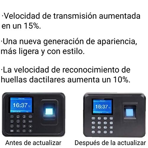 2.4" TFT USB Máquina de Asistencia Biométrica de Huella Dactilar, Registrador de Cheques del Empleado, LCD Pantalla, Sistema Española