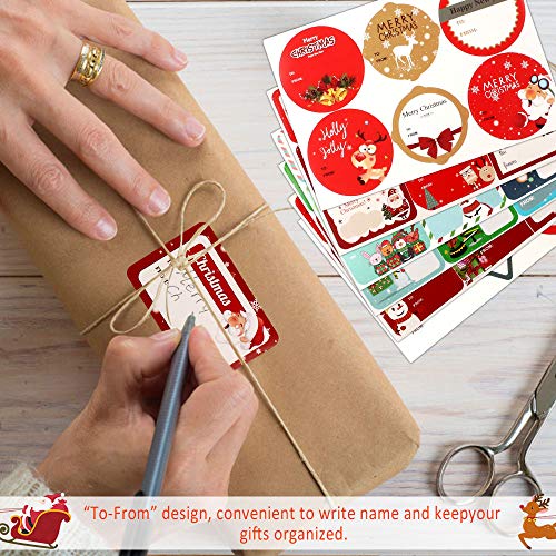 240pcs Pegatinas Navideñas, pegatinas para bolsas de Regalo, Pegatina de Regalo para Navidad Etiqueta Adhesiva Redonda, Pegatinas Merry Christmas para Decoración Cajas Regalos Fiesta Bolsas (30 hojas)