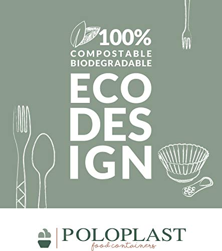 250 cucharillas de PLA beige acolchadas con papel compostable, cubrientes biodegradables y compostables, Uni EN13432 eliminados en el rechazo húmedo - helado de helado 9,5 cm