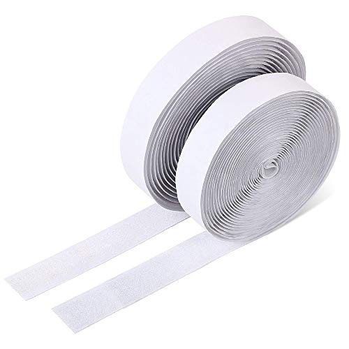 26.2ft/8m Velcro - Velcro Adhesivo Cinta Auto Adhesivo Cinta Rollo Hook y Loop Tape,con 1Roll Gancho y 1Roll Lazo,20mm de Ancho Blanco