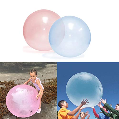 2PCS Bubble Ball Bolas de Burbujas Inflables 27.55''(70cm) Pelotas Llena de Globo de Agua Transparente Juguete de TPR Goma para Niños Adultos Verano Playa Jardín Fiesta al Aire Libre (Rosado)