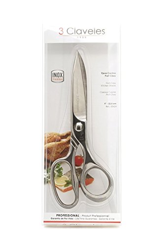 3 Claveles 424 Tijera cocina prof. class inox 9 pulgadas, Acero Inoxidable, Gris