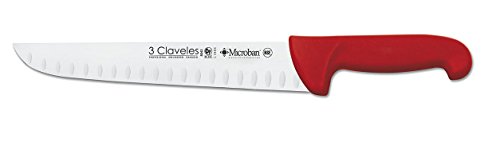 3 Claveles Cuchillo Carnicero Alveolado Proflex, Acero Inoxidable, Rojo, 26 cm-10.5"