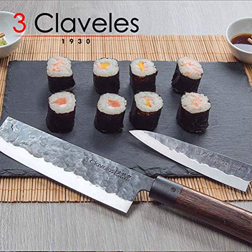 3 Claveles - Juego de 3 Cuchillos Profesionales Estilo Japonés Gama Osaka, Hojas Unicas Forjadas a Mano, Selección Master Chef