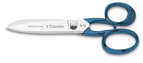 3 Claveles Profesional Tijeras De Cocina para Cocina de 8 Pulgadas, Acero Inoxidable, Azul