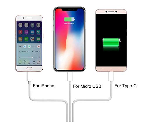 3 en 1 Cable USB Carga rápida para iPhone 7 XS Android Micro USB Tipo C Cable Cargador móvil