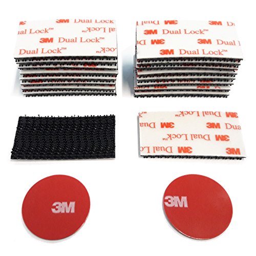 3 M Dual Lock sj3550 Velcro banda, auto-adhesivos, extra fuerte, 25,4 mm x 50 mm (18 unidades) + puntos de velcro, auto-adhesivos, D30 (2 unidades) – Fijación sin agujeros