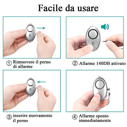 3 PCS Alarma Personal Autodefensa Llaveros | VOOKI Alto Decibeles Alarma con Función de Iluminación para Seguimiento/Pánico/Seguridad/Ataque/Protección