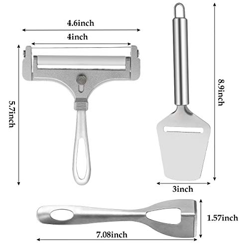 3 Pcs Cortador de Queso Curado,Cuchillo de Queso,Herramientas de Cortar Queso,Rebanadora de Queso de Acero Inoxidable,Cortador de Queso Adecuado para Queso, Jamón, Virutas de Papa, Tortas de Pala