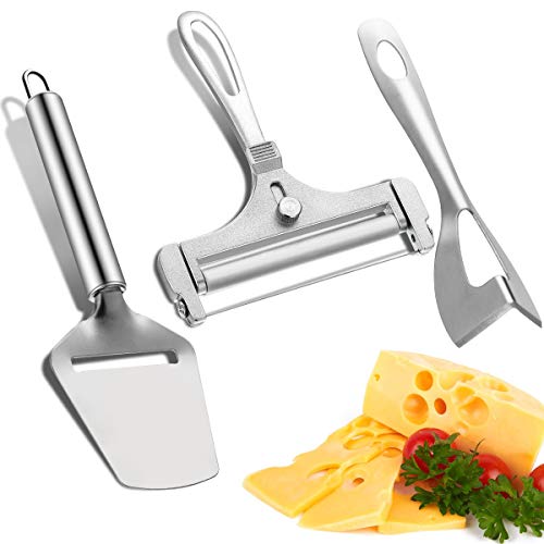 3 Pcs Cortador de Queso Curado,Cuchillo de Queso,Herramientas de Cortar Queso,Rebanadora de Queso de Acero Inoxidable,Cortador de Queso Adecuado para Queso, Jamón, Virutas de Papa, Tortas de Pala