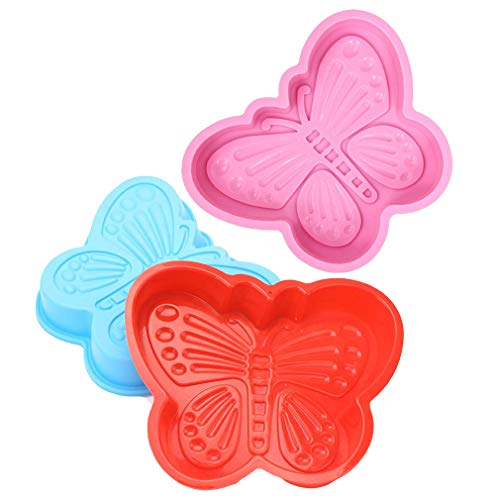 3 Piezas Forma de Mariposa Moldes de Silicone - Molde Antiadherente de la Torta de Silicona para Repostería, Bizcocho, Tartas, Repostería, Bizcocho, Gelatina Grande, Pan