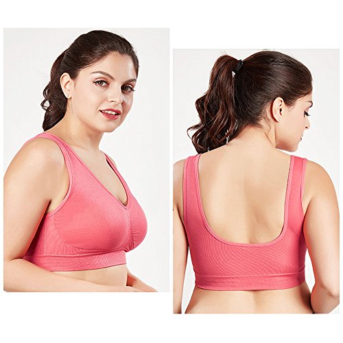 3 Piezas Sujetador Deportivo para Mujeres Sin Costuras Yoga Racerback Top con Almohadillas Extraíbles Ultimate Corriendo Gimnasio Ropa (5XL: 48/50, Azul&Sandía&Morado)