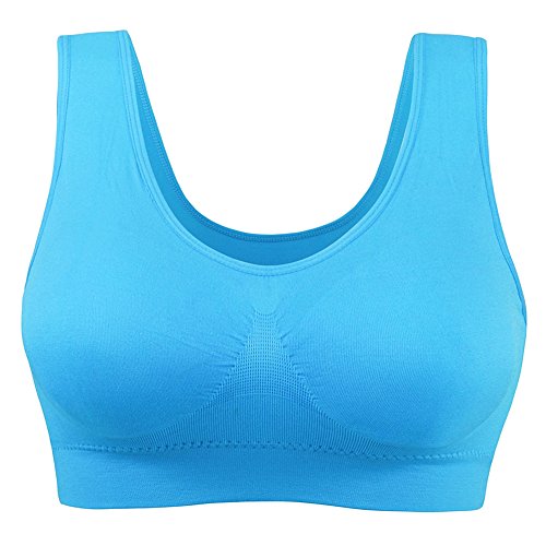 3 Piezas Sujetador Deportivo para Mujeres Sin Costuras Yoga Racerback Top con Almohadillas Extraíbles Ultimate Corriendo Gimnasio Ropa (5XL: 48/50, Azul&Sandía&Morado)