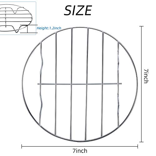 3 Rejillas de Freidora de Aire Rejillas de Enfriar Cocer al Vapor Rejilla Redonda de Acero Inoxidable 304 de Cocina Multiusos con Soporte W para Olla de Freidora Olla a Presión Enlatado (7 Pulgadas)