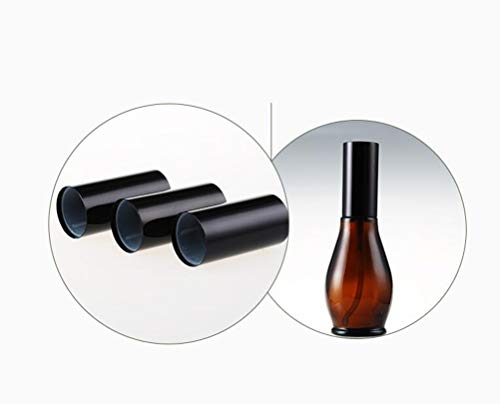 3 tarros vacíos rellenables de vidrio ámbar con tapa negra para cosméticos, contenedores, pulverizador, pulverizador para perfume y agua de maquillaje (100 ml/3.4 oz)