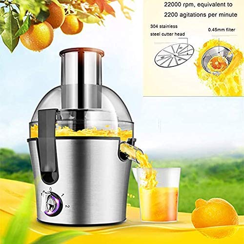 3 velocidades exprimidor centrífugo, frutas y verduras enteras, potente exprimidor de acero inoxidable, fácil de limpiar, de 1,5 litros, 300 vatios, exprimidor automático de gran calibre de acero inox