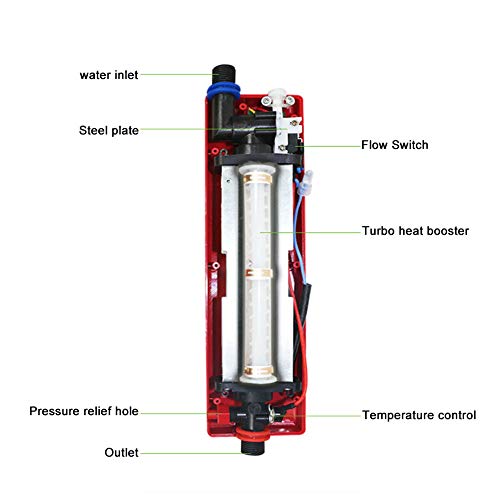 3000 W Calentador eléctrico instantáneo, mini calentador calentador agua eléctrico calentador de agua portátil caliente instantáneo para cocina o baño(sin Tanque) (Red)