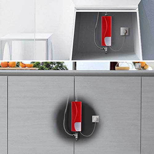 3000 W Calentador eléctrico instantáneo, mini calentador calentador agua eléctrico calentador de agua portátil caliente instantáneo para cocina o baño(sin Tanque) (Red)