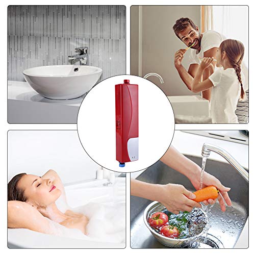 3000 W Calentador eléctrico instantáneo, mini calentador calentador agua eléctrico calentador de agua portátil caliente instantáneo para cocina o baño(sin Tanque) (Red)