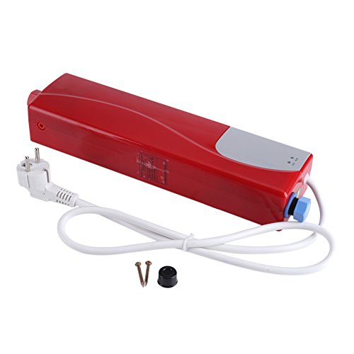 3000 W Calentador eléctrico instantáneo, mini calentador calentador agua eléctrico calentador de agua portátil caliente instantáneo para cocina o baño(sin Tanque) (Red)