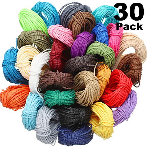 328 Yardas 30 Colores 1 MM Cordón de Hilo de Poliéster Encerado Hilo de Pulsera de Macramé para Fabricación de Joyas Cables de Bricolaje, 10 M Cada Color