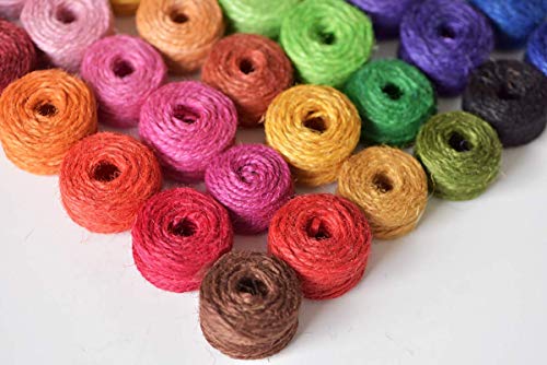 36 rollos de cuerda de yute natural de 2 hilos, 330 metros en total, 2 mm de grosor, cuerda para floristería, regalos, manualidades, decoración, ramos, jardín y reciclaje (colores variados)