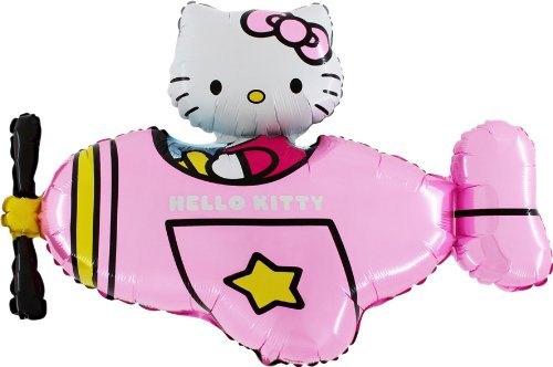 37 "Hello Kitty en globo de la hoja rosa helicóptero - inflar con aire/helio)