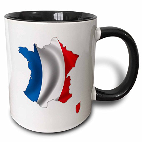 3dRose Silhouette of France - Taza de cerámica, diseño de Bandera Francesa, 10,16 x 7,62 x 9,52 cm, Color Negro