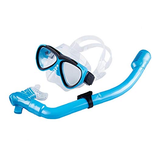 3pcs Conjunto del Tubo respirador de Engranajes: la Cara del Buceo con escafandra de protección y de fácil respiración Vidrio Templado en la Que bucea Ajustable Conjunto de Diferentes Edades Azul y