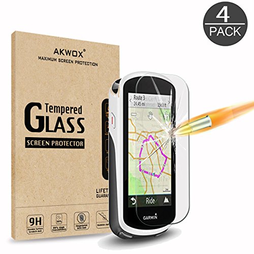 [4 Unidades] Protector de Pantalla para Garmin Edge 1030 AKWOX [9H Dureza] Cristal Vidrio Templado para Garmin Edge 1030 Cristal Templado