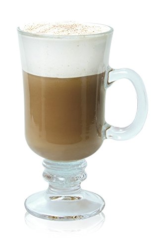 4 Vasos de café irlandés con asa y 4 cucharas de acero inoxidable (gratis) Latte Macchiato