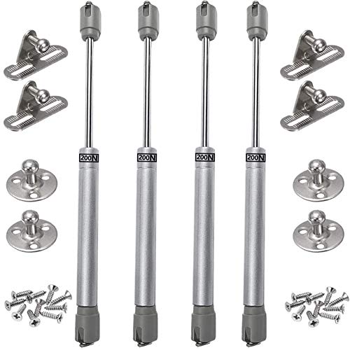 4 x Amortiguadores de Gas, BESTZY Struts de gas, resortes de gas, strut de gas, soporte de elevación, Pistones a Gas Muebles Cocina Amortiguador Puertas Elevables (200N)