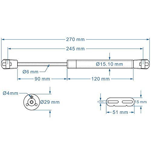 4 x Amortiguadores de Gas, Resorte de Gas, Hidraulico Amortiguador de Gas Potencia de 100N/ 10kg,Piston de Gas Para Muebles de Cocina, Resorte de Compresión Para Puerta del Armario