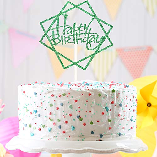 40 Piezas Toppers de Pastel de Happy Birthday Topper de Magdalena de Cumpleaños con Brillos Decoraciones de Palillo de Pastel Colores Variados para Postres Pasteles de Fiestas, 5 Estilos