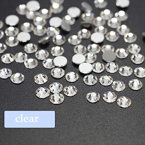 4000 Piezas de Diamantes de Imitación de Espalda Plana de Vidrio Hot Fix Gemas Cristales Redondas 1,5-6 MM en Caja de Almacenamiento con Pinzas y Bolígrafos de Diamantes(Transparente)