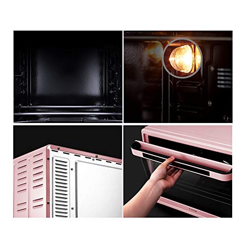 42L Hogar Esmalte Tostador Horno Estéreo Circulación De Aire Caliente Iluminación De Alta Definición Lámpara De Horno Sistema De Enfriamiento De Múltiples Lados 120 Minutos Temporizado Rosa