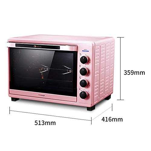 42L Hogar Esmalte Tostador Horno Estéreo Circulación De Aire Caliente Iluminación De Alta Definición Lámpara De Horno Sistema De Enfriamiento De Múltiples Lados 120 Minutos Temporizado Rosa