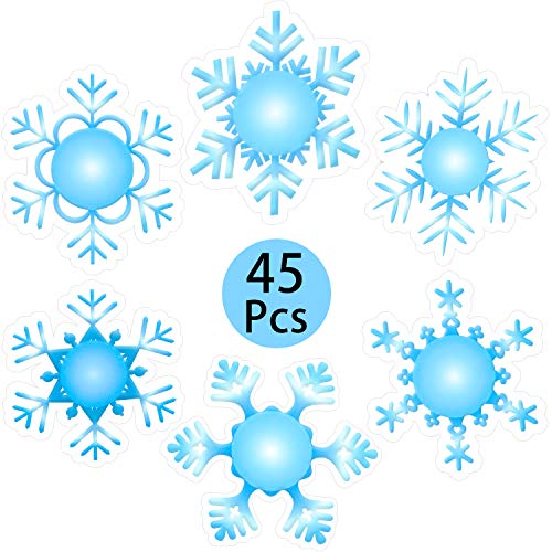 45 Piezas Recortes de Copos de Nieve Adornos de Copo de Nieve Hueco de Navidad 6 Pulgada Recortes de Copos de Nieve de Cartulina para Decoración de Casa Clase Oficina, 6 Estilos