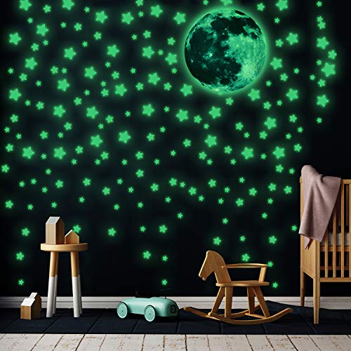 453 Pegatinas Luminosas Pegatinas de Estrellas Fluorescentes de Pared Calcomanías de Pegatinas de Estrellas Lunas Brillantes Pegatinas de Pared Techo 3D Adhesivos Luminosos para Habitación Dormitorio