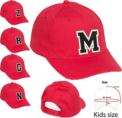 4sold Gorra de béisbol Informal de algodón con Letras del abecedario en Negro niño Adulto Color Rojo A-Z (Rojo G, niño)