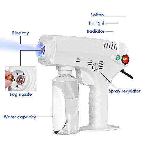 4YANG Máquina de pulverización,máquina de pulverización de desinfección de luz Azul 500ML Pulverizador de Pistola de Vapor Nano 220V para escuelas de hospitales de restaurantes de hoteles