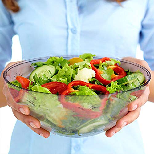 5 Piezas -3000ML- Ensaladeras de Plástico Desechables Grandes, Cuencos Bol de Plástico Transparentes - Elegante, Ligero, Resistente y Reutilizable - para Fiestas Cumpleaños Catering Navidad Año Nuevo