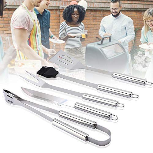 5 Unids/set Herramientas de barbacoa de acero inoxidable Kit de barbacoa Cuchillo Tenedor Pala Pincel de pinza Con Bolsa de Oxford para acampar al aire libre Patio trasero Barbacoa