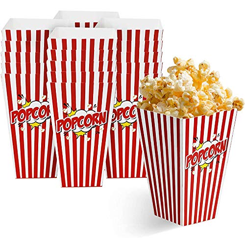 50 Bolsas Palomitas 18x10cm| Cajas de Palomitas, Popcorn Boxes - Cartones de Palomitas Retro| Cumpleaños, Película, Cine, Carnaval, Bodas, Bolsos de Fiesta Caramelos, Chuches, Decoracion.