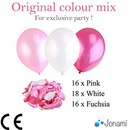 50 Globos Rosa Blanco y Fucsia Brillante de Látex de 36 cm. Globos de Helio de 3,2g. Decoraciones y Accesorios para Fiesta de Cumpleaño, Bautizo y Boda