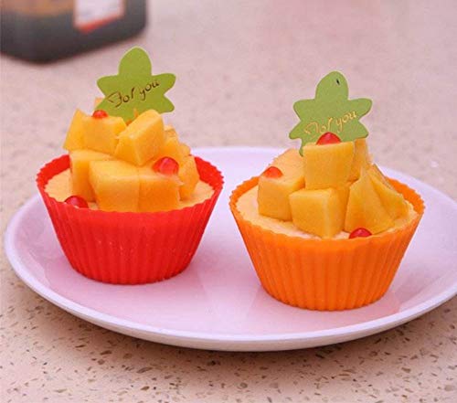 50 pcs Moldes de Horneado Reutilizables de Silicona Muffins Moldes Redondos Revestimientos de Magdalena para Magdalenas, Tartas, Helado y Pudín 5 Colores