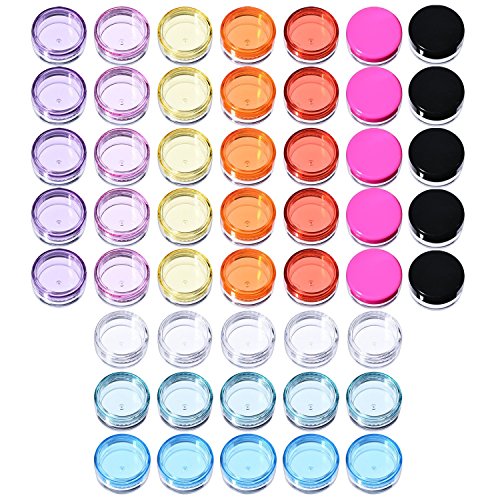 50 Piezas Bote de Plástico Tarro Vacío Contenedor de Cosmético con Tapa para Almacenamiento de Cremas Muestra Maquillaje, 5 g, 10 Colores