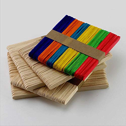 50 Unids Burlywood Ice-lolly Stick Palitos de helado de madera natural Niños Artesanía artesanal Helado DIY Palitos de helado, color primario, 9.3cm