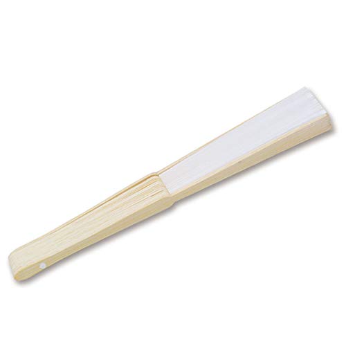 50 x Abanicos de Bambú y Papel en Color Blanco para Bodas (Blanco, 50 Abanicos)